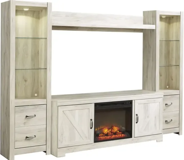 Signature Design by Ashley® Bellaby 4-Piece Whitewash Entertainment Center with Electric Fireplace