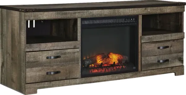 Signature Design by Ashley® Trinell Brown 63" Large TV Stand with Fireplace Option