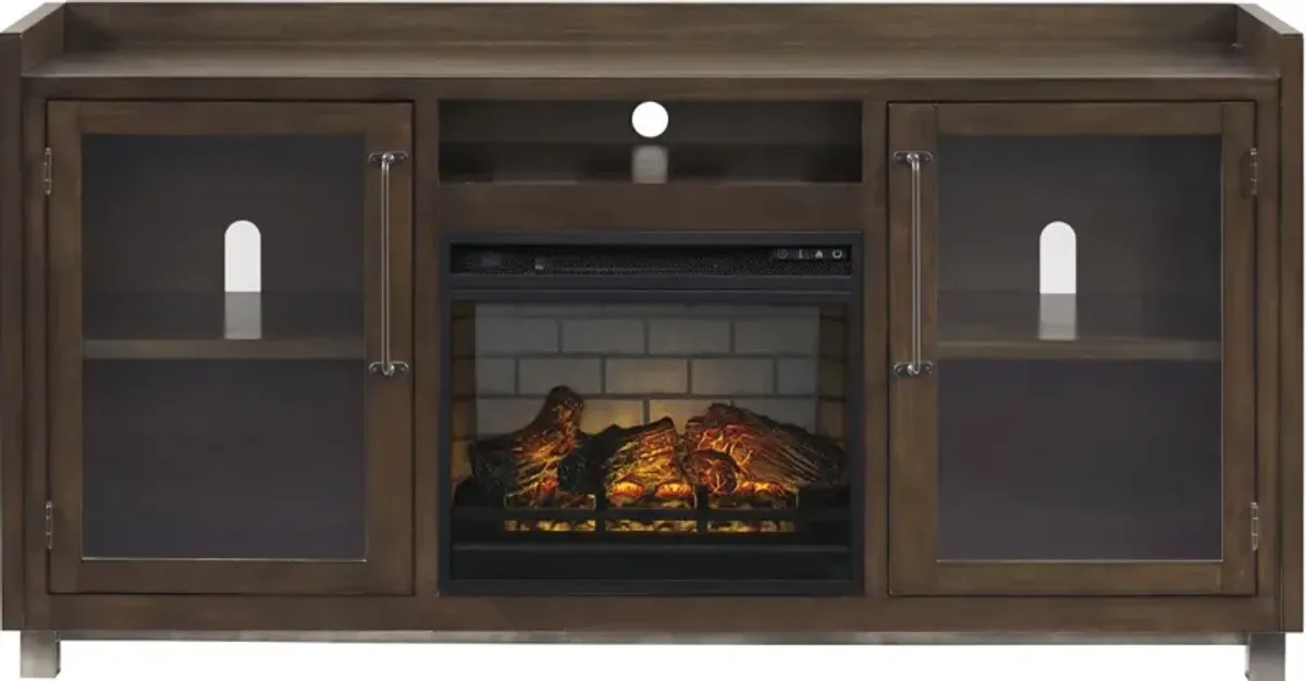 Signature Design by Ashley® Starmore Brown 70" TV Stand with Electric Infrared Fireplace Insert