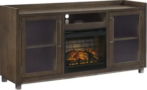 Signature Design by Ashley® Starmore Brown 70" TV Stand with Electric Infrared Fireplace Insert