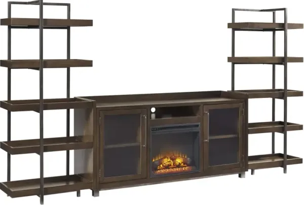 Signature Design by Ashley® Starmore 3-Piece Brown Wall Unit with Electric Fireplace