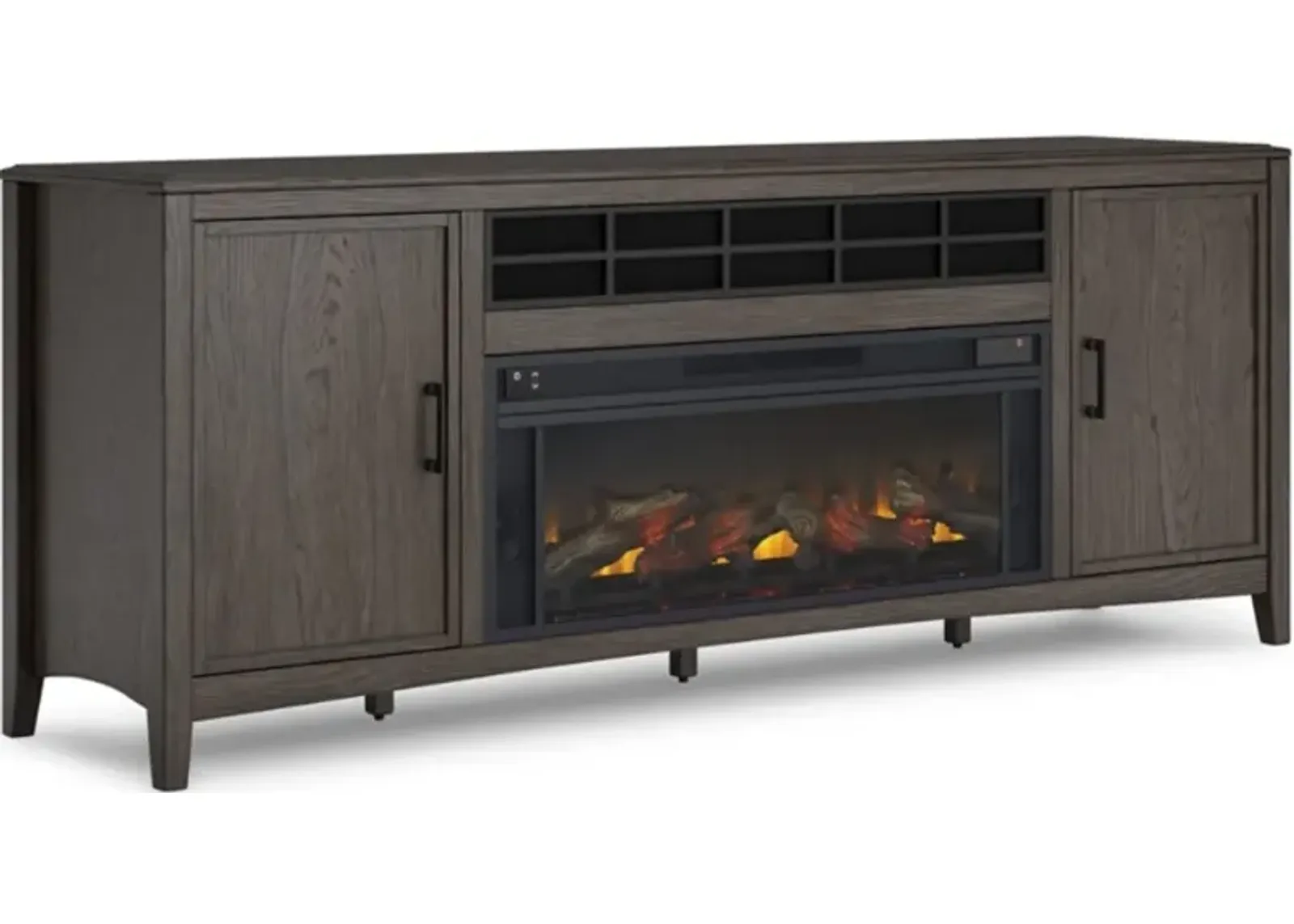 Signature Design by Ashley® Montillan Grayish Brown 84" TV Stand with Electric Fireplace