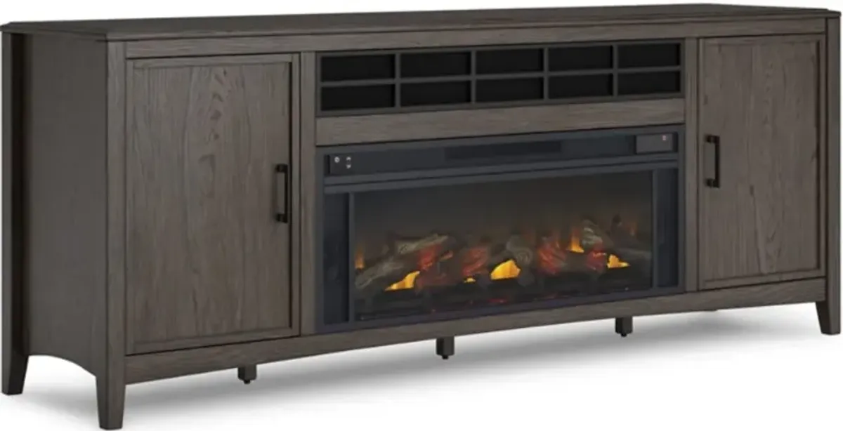 Signature Design by Ashley® Montillan Grayish Brown 84" TV Stand with Electric Fireplace