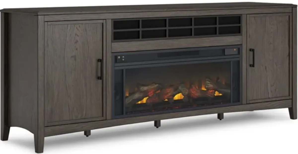 Signature Design by Ashley® Montillan Grayish Brown 84" TV Stand with Electric Fireplace