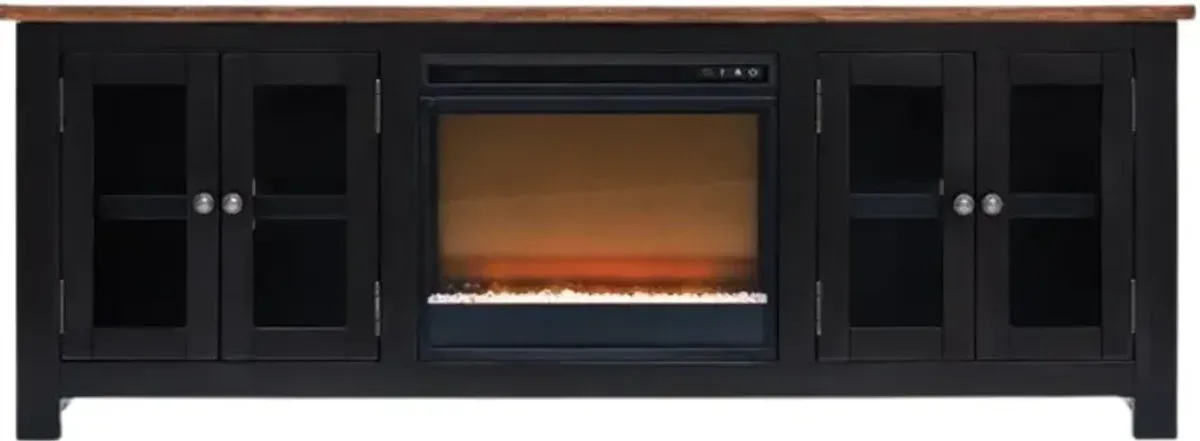 Signature Design by Ashley® Wildenauer Black/Brown 76" TV Stand with Electric Fireplace