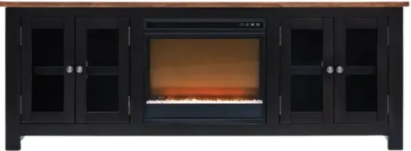 Signature Design by Ashley® Wildenauer Black/Brown 76" TV Stand with Electric Fireplace