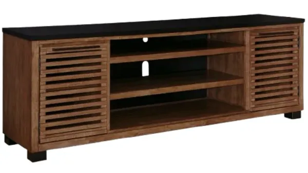 Signature Design by Ashley® Kallari Black/Warm Brown XL TV Stand with Fireplace Option