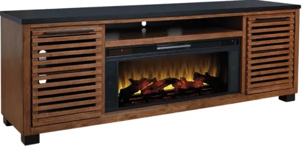 Signature Design by Ashley® Kallari Black/Warm Brown 84" TV Stand with Electric Fireplace