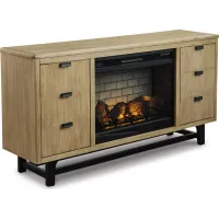 Signature Design by Ashley® Freslowe Light Brown TV Stand with Electric Fireplace