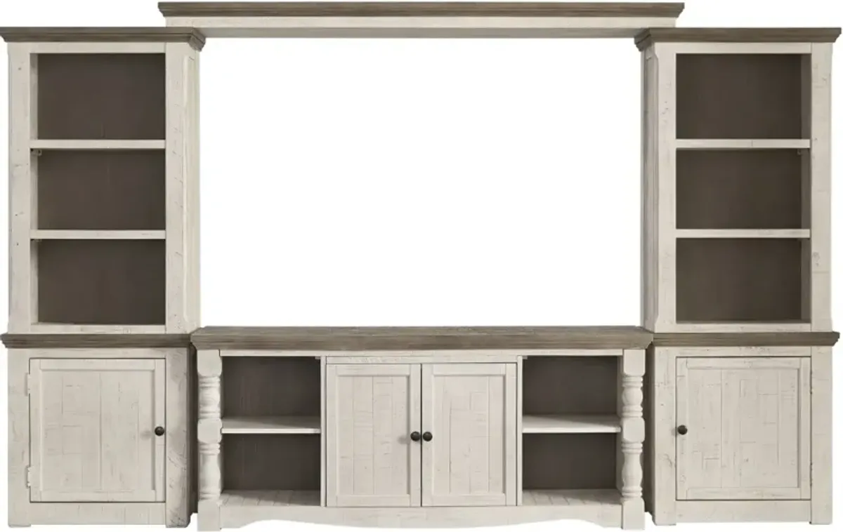 Signature Design by Ashley® Havalance 4-Piece Vintage White/Weathered Gray Entertainment Center