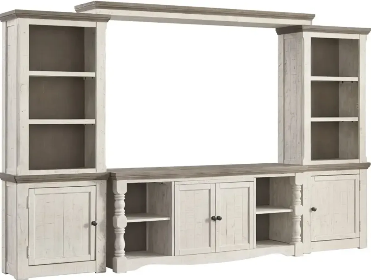 Signature Design by Ashley® Havalance 4-Piece Vintage White/Weathered Gray Entertainment Center