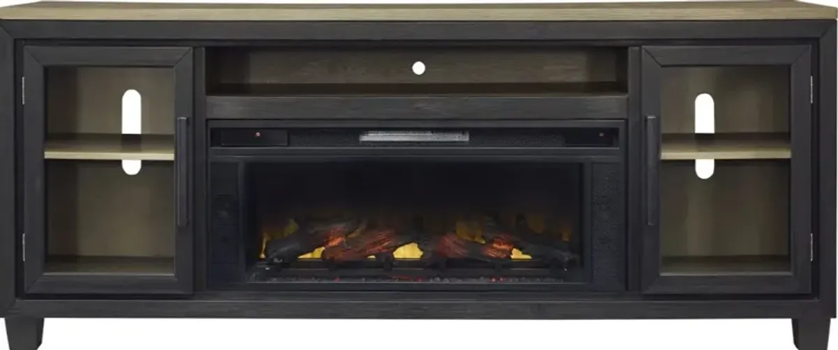 Signature Design by Ashley® Foyland Black/Brown Electric Fireplace TV Stand
