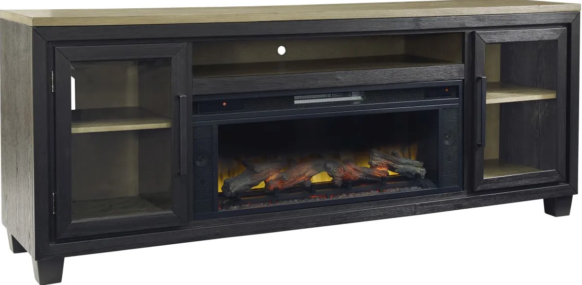 Signature Design by Ashley® Foyland Black/Brown Electric Fireplace TV Stand
