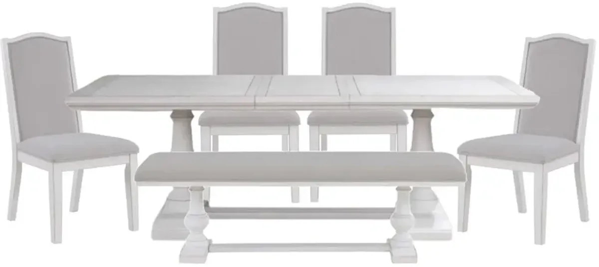 Steve Silver Co. Warren 6-Piece Gray/White Upholstered Dining Set