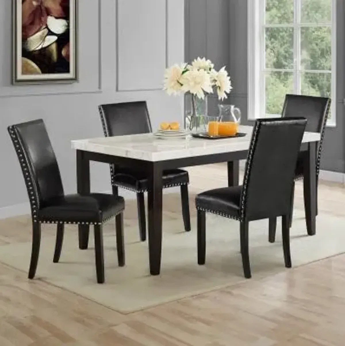 Steve Silver Co. Westby 5-Piece Black/White Dining Set with Ebony Base
