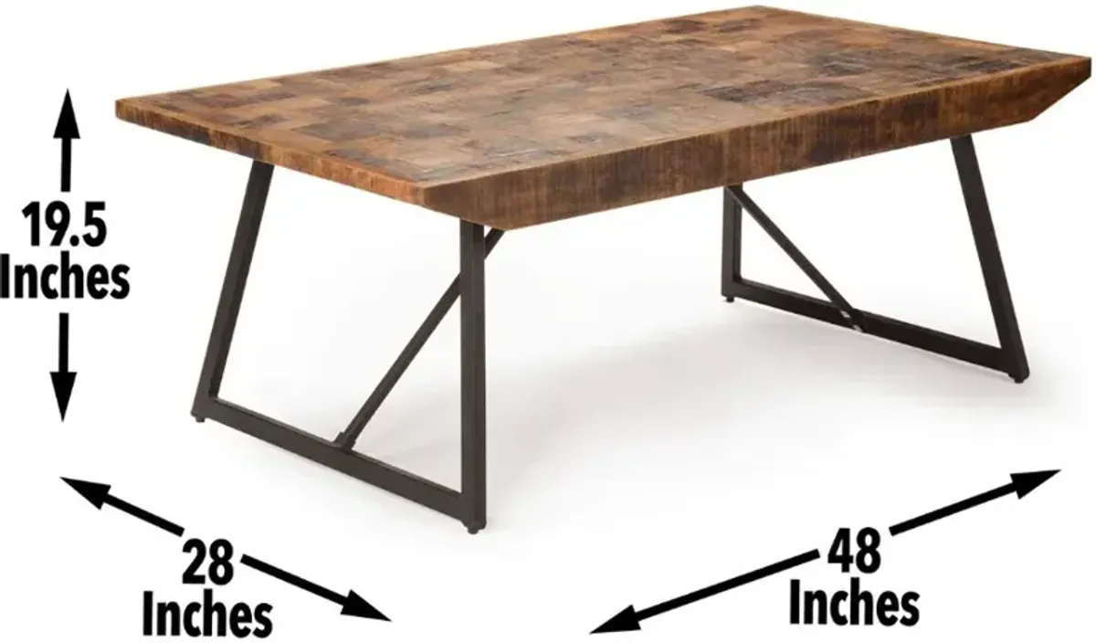 Steve Silver Co. Walden Brown Parquet Cocktail Table with Black Base