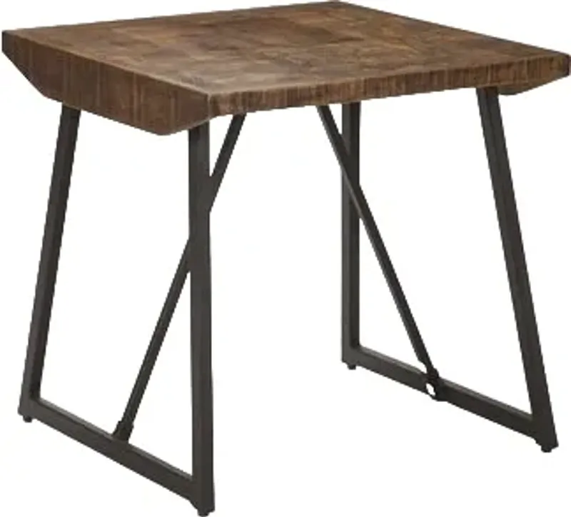 Steve Silver Co. Walden Chestnut Parquet End Table with Black Base