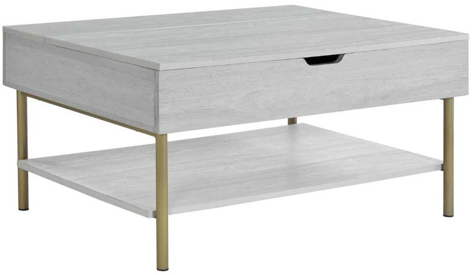 Steve Silver Co. Whitman Weathered White Lift-Top Cocktail Table with Champagne Base