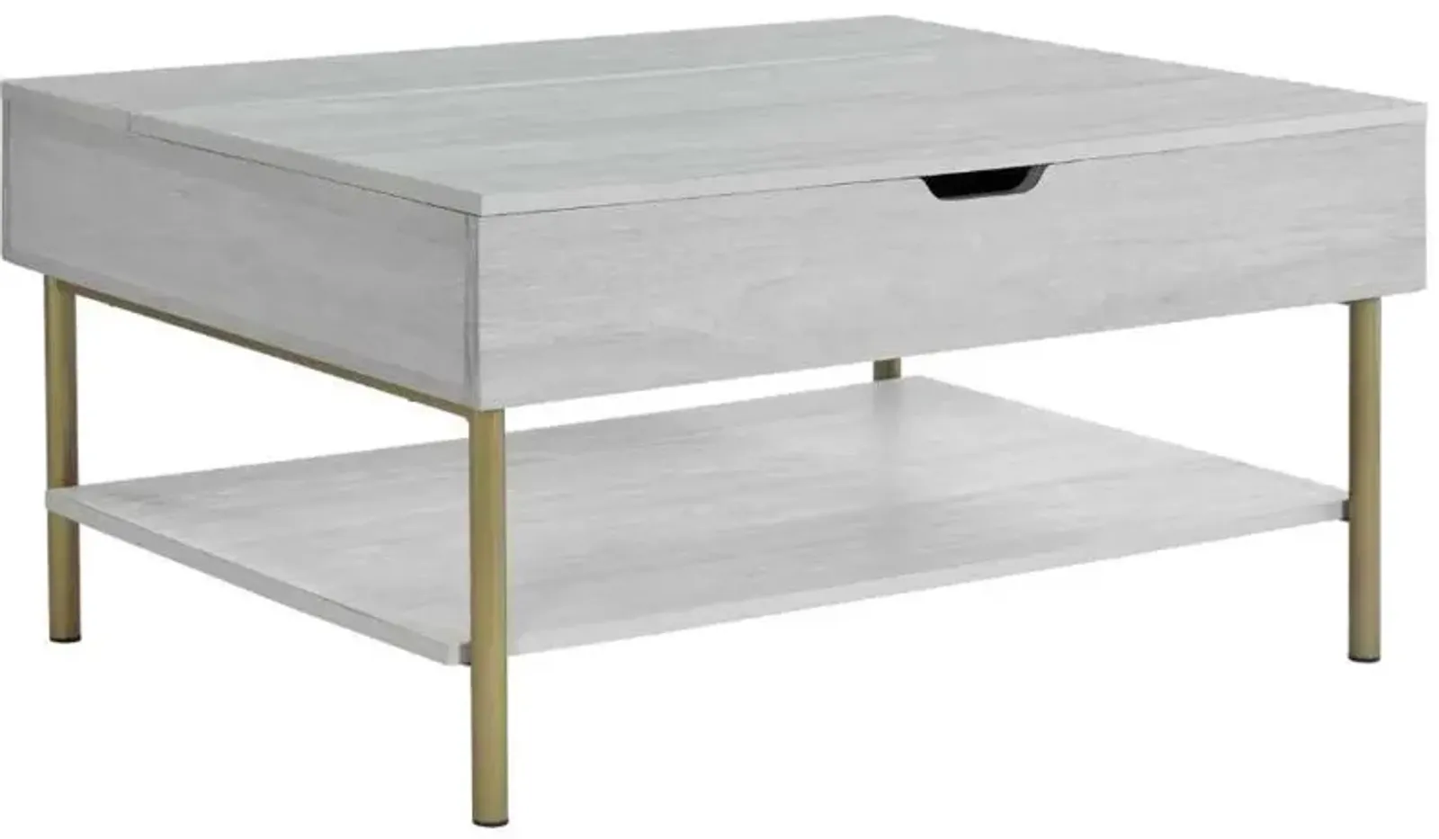 Steve Silver Co. Whitman Weathered White Lift-Top Cocktail Table with Champagne Base