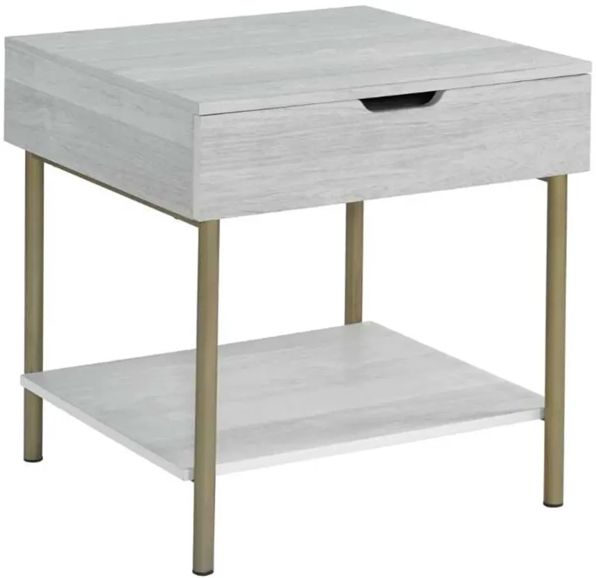 Steve Silver Co. Whitman Weathered White End Table with Champagne Base