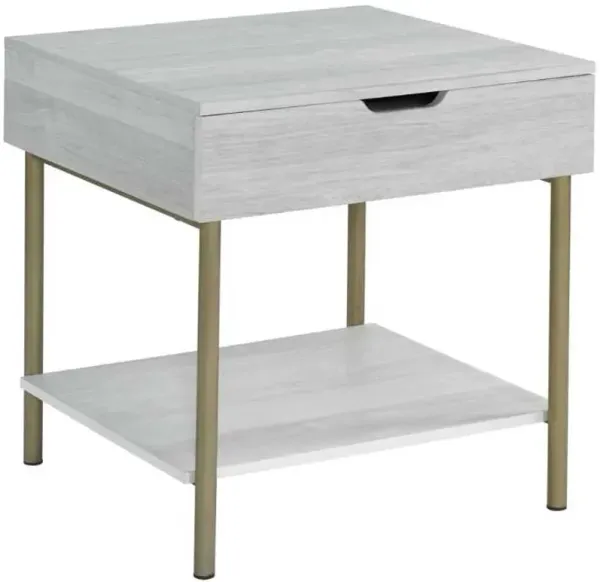 Steve Silver Co. Whitman Weathered White End Table with Champagne Base