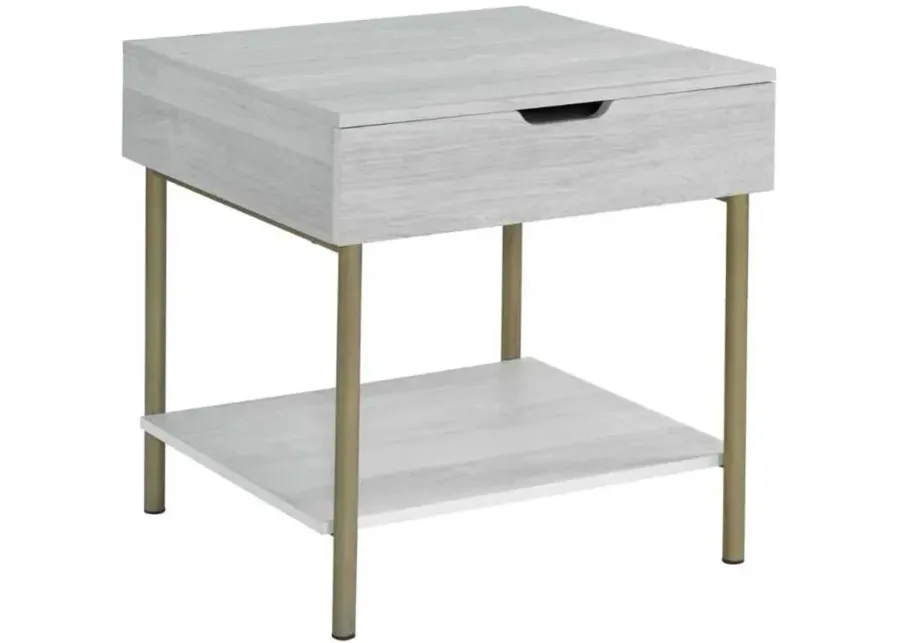 Steve Silver Co. Whitman Weathered White End Table with Champagne Base