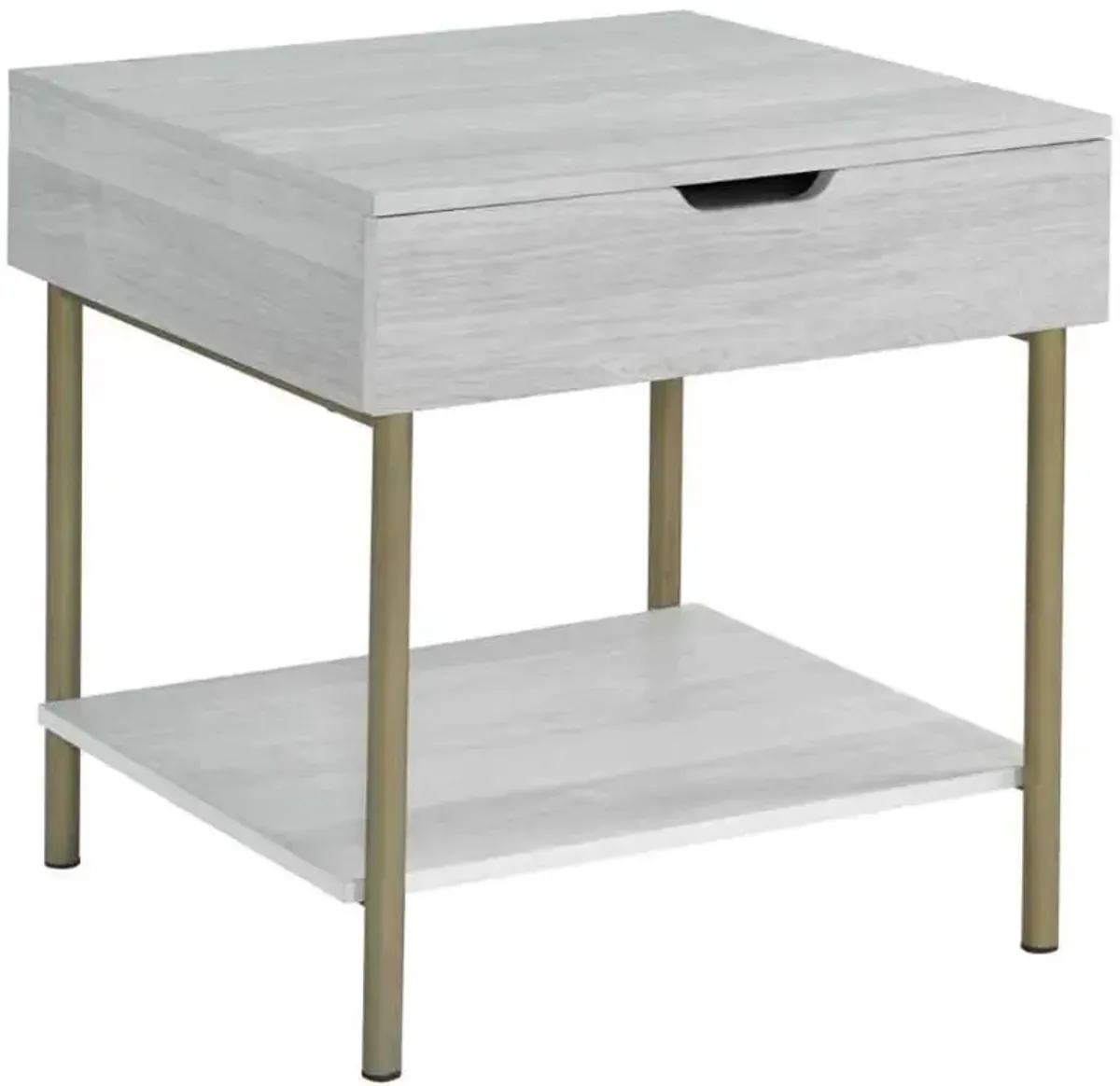 Steve Silver Co. Whitman Weathered White End Table with Champagne Base