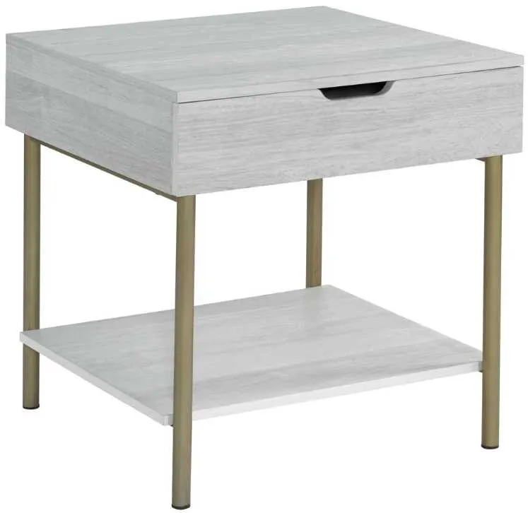 Steve Silver Co. Whitman Weathered White End Table with Champagne Base