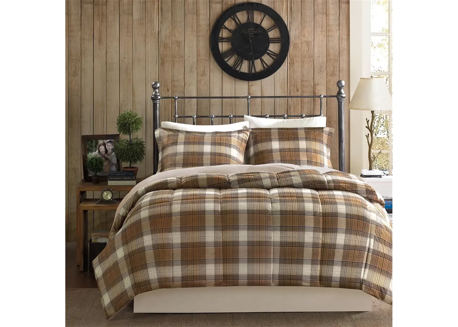 Olliix by Woolrich Lumberjack Multicolor Twin Lumberjack Classic Quilting Soft and Cozy Microfiber Solid Reverse Down Alternative Comforter Set