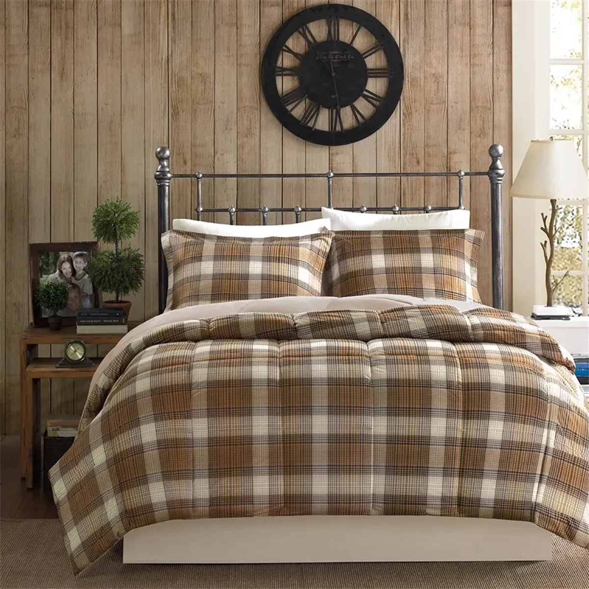 Olliix by Woolrich Lumberjack Multicolor Twin Lumberjack Classic Quilting Soft and Cozy Microfiber Solid Reverse Down Alternative Comforter Set