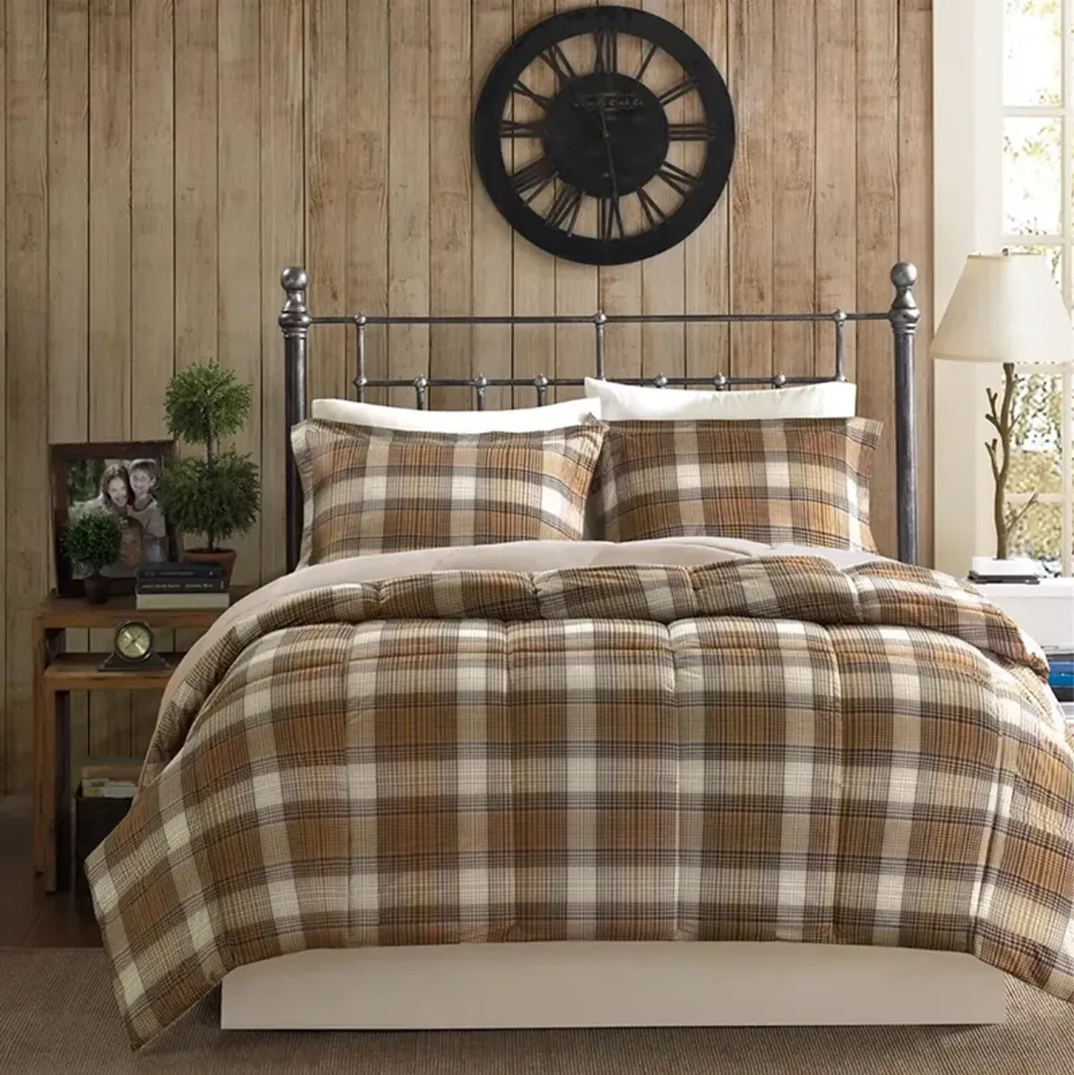 Olliix by Woolrich Lumberjack Multicolor Full/Queen Lumberjack Classic Quilting Soft and Cozy Microfiber Solid Reverse Down Alternative Comforter Set