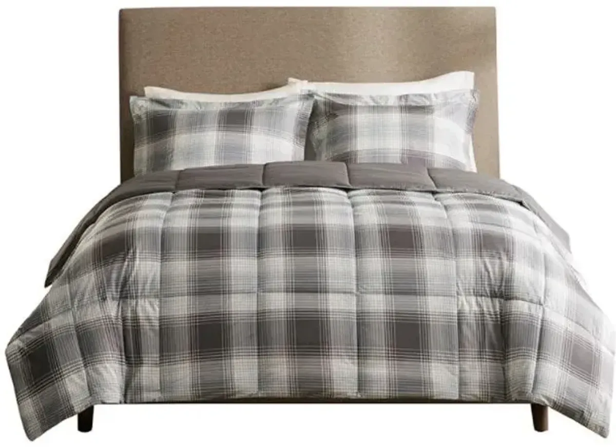 Olliix by Woolrich Woodsman Grey Full/Queen Softspun Down Alternative Comforter Mini Set