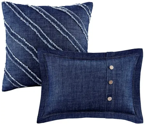 Olliix by Woolrich Blue Full Perry Oversized Denim Comforter Set