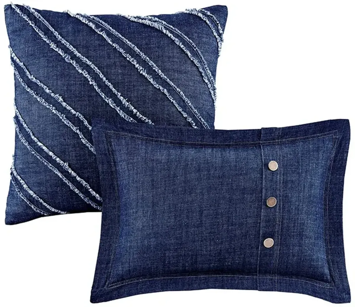Olliix by Woolrich Blue King/California King Perry Oversized Denim Comforter Set