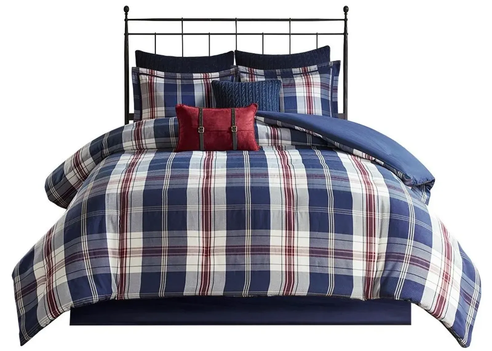 Olliix by Woolrich Ryland Blue Full/Queen Oversized Plaid Print Comforter Set