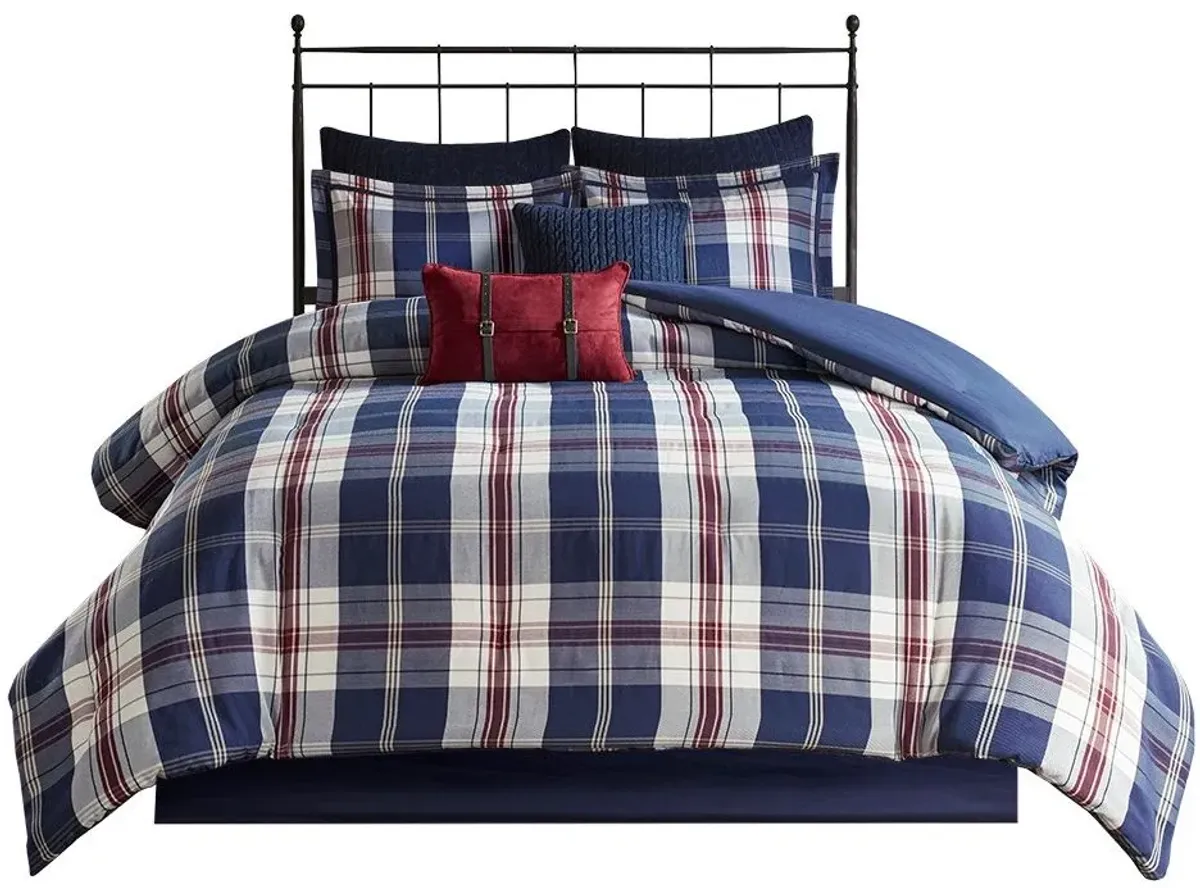 Olliix by Woolrich Ryland Blue Full/Queen Oversized Plaid Print Comforter Set