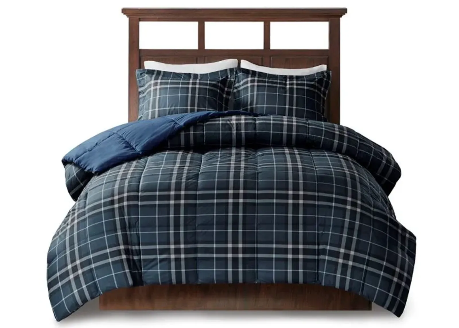 Olliix by Woolrich Alton Flint Navy Twin Cozy Spun Down Alternative Comforter Mini Set