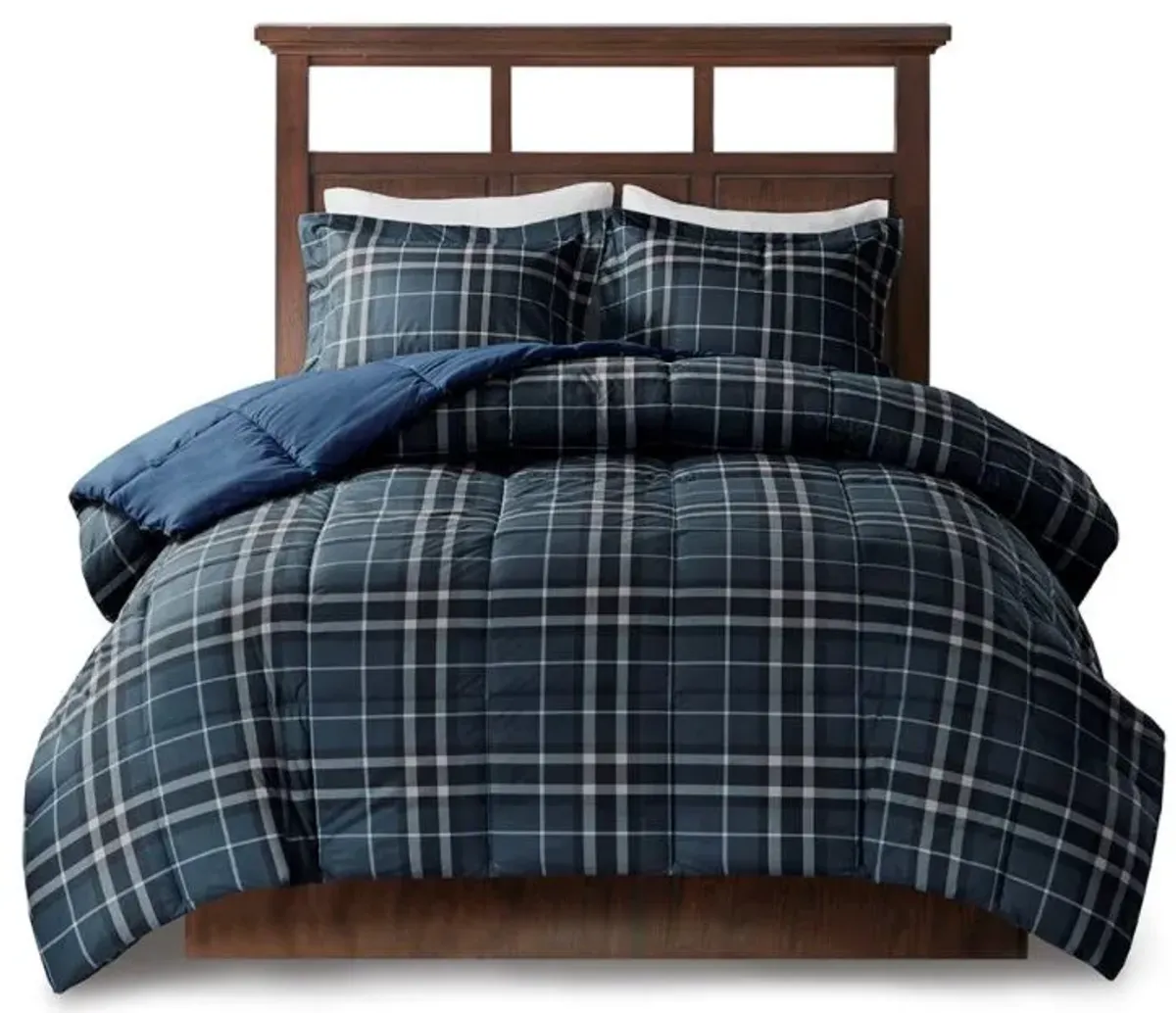 Olliix by Woolrich Alton Flint Navy Twin Cozy Spun Down Alternative Comforter Mini Set