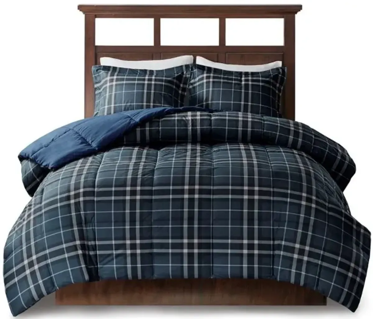 Olliix by Woolrich Alton Flint Navy Twin Cozy Spun Down Alternative Comforter Mini Set