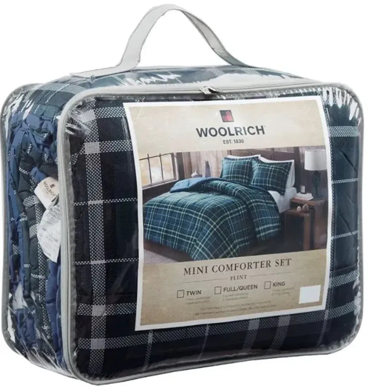 Olliix by Woolrich Alton Flint Navy King Cozy Spun Down Alternative Comforter Mini Set