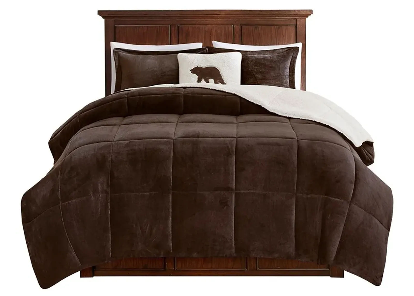 Olliix by Woolrich Alton Brown and Ivory Twin Plush to Sherpa Down Alternative Comforter Set