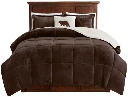 Olliix by Woolrich Alton Brown and Ivory Twin Plush to Sherpa Down Alternative Comforter Set