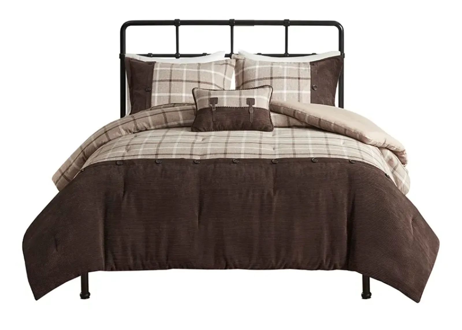 Olliix by Urban Habitat Anaheim 4 Piece Tan/Brown King/California King Plaid Comforter Set