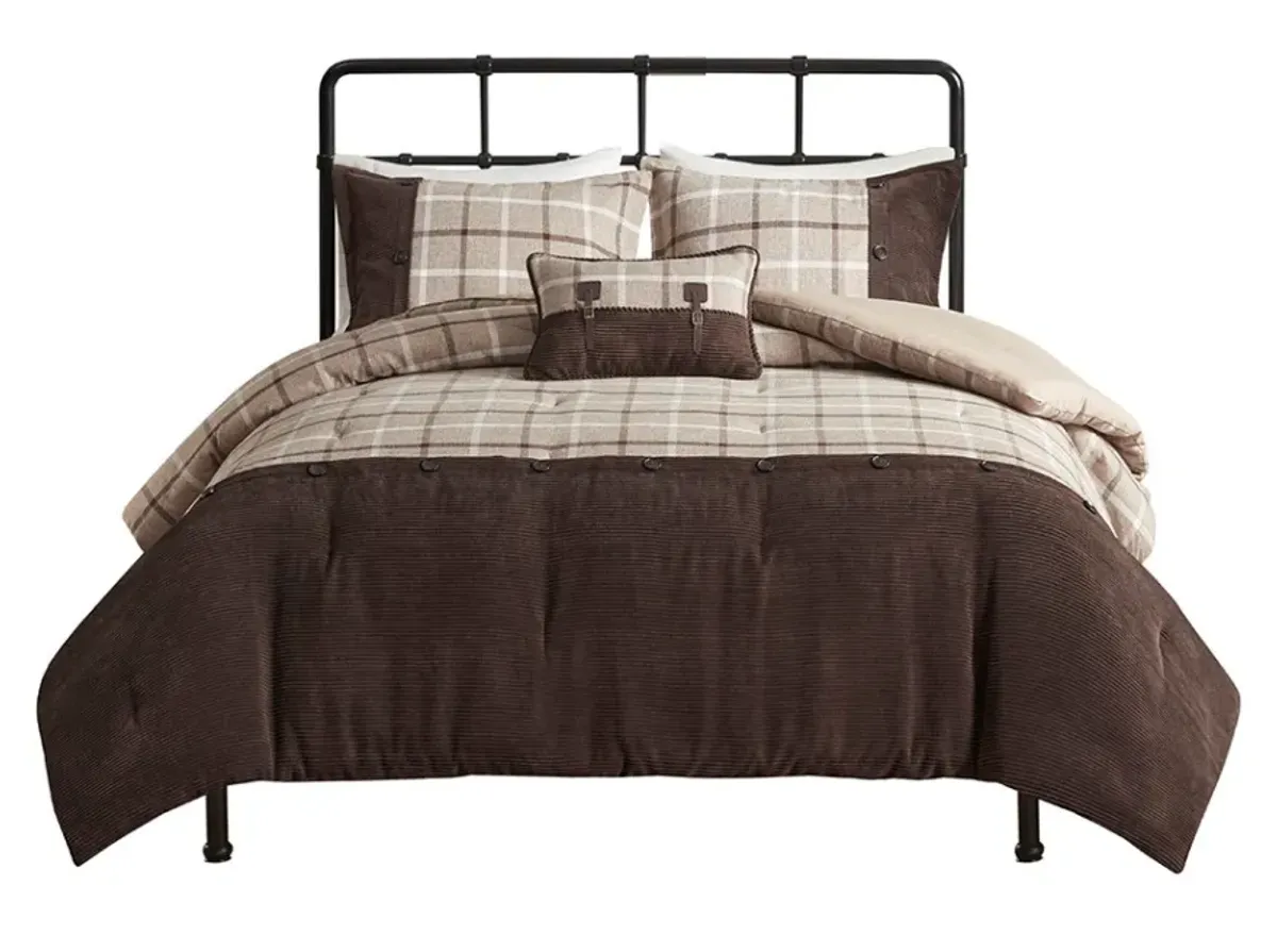 Olliix by Urban Habitat Anaheim 4 Piece Tan/Brown King/California King Plaid Comforter Set