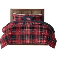 Olliix by Woolrich Alton Red Plaid Twin Plush to Sherpa Down Alternative Comforter Set