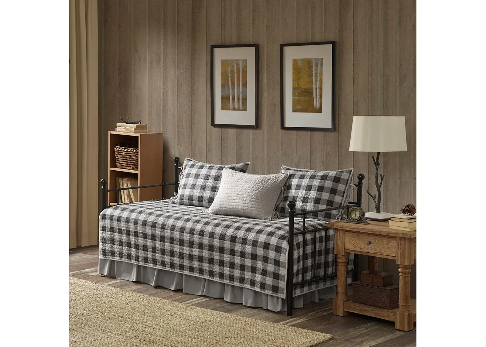 Olliix by Woolrich 5 Piece Gray Day Bed Buffalo Check Cover Set