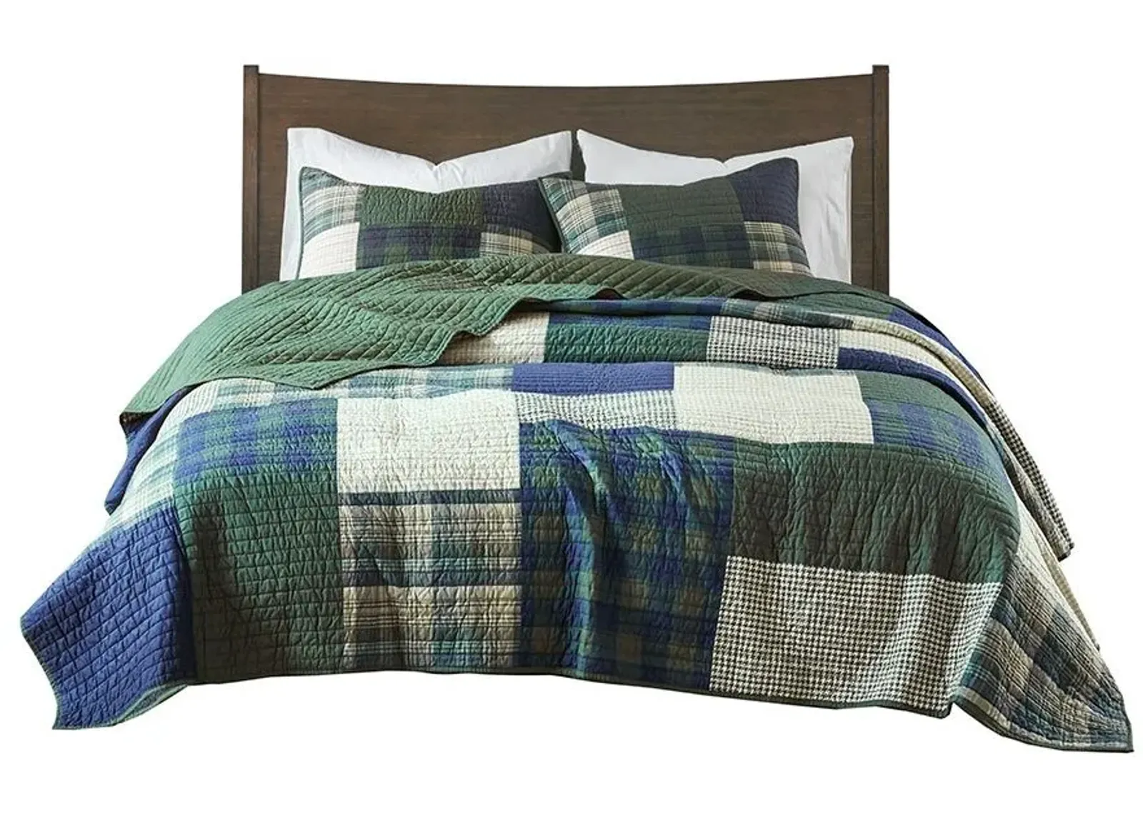 Olliix by Woolrich Mill Creek Green Full/Queen Oversized Cotton Quilt Set