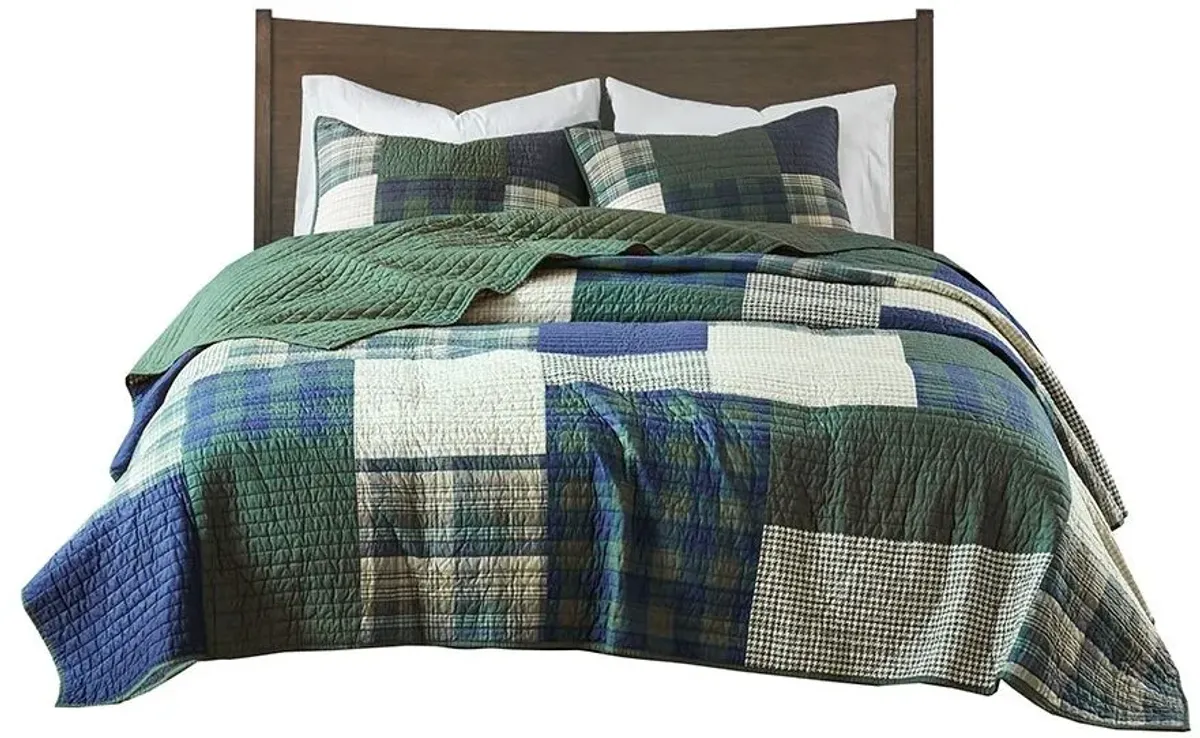 Olliix by Woolrich Mill Creek Green Full/Queen Oversized Cotton Quilt Set