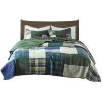 Olliix by Woolrich Mill Creek Green King/California King Oversized Cotton Quilt Set