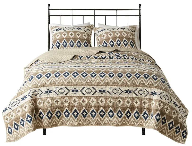 Olliix by Woolrich Montana Tan Full/Queen Printed Cotton Oversized Quilt Mini Set